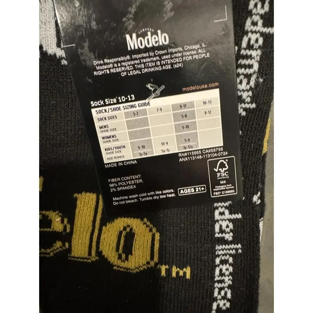 MODELO MEXICAN BEER 2 Pair‎ Novelty Crew Socks Men's Shoe Size 10-13.